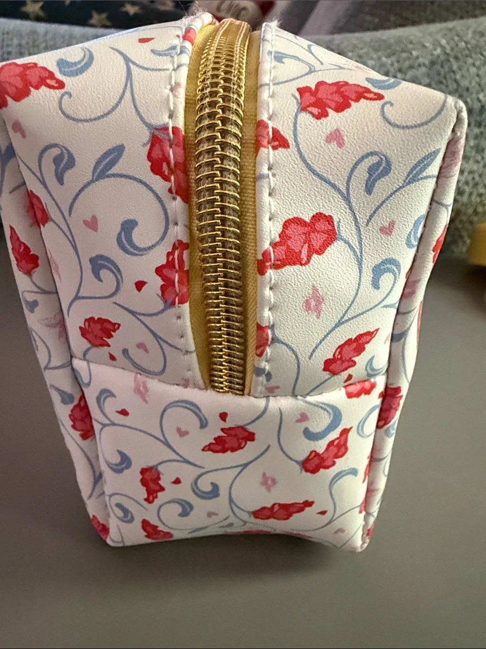 NWOT Bridgerton Floral Cosmetic Bag in White with Red Accents